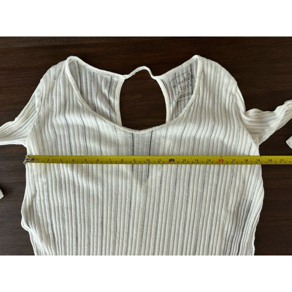 Free People Top Shirt White Sheer Side Slit 3/4 Sleeve We The Free XS - Picture 11 of 13